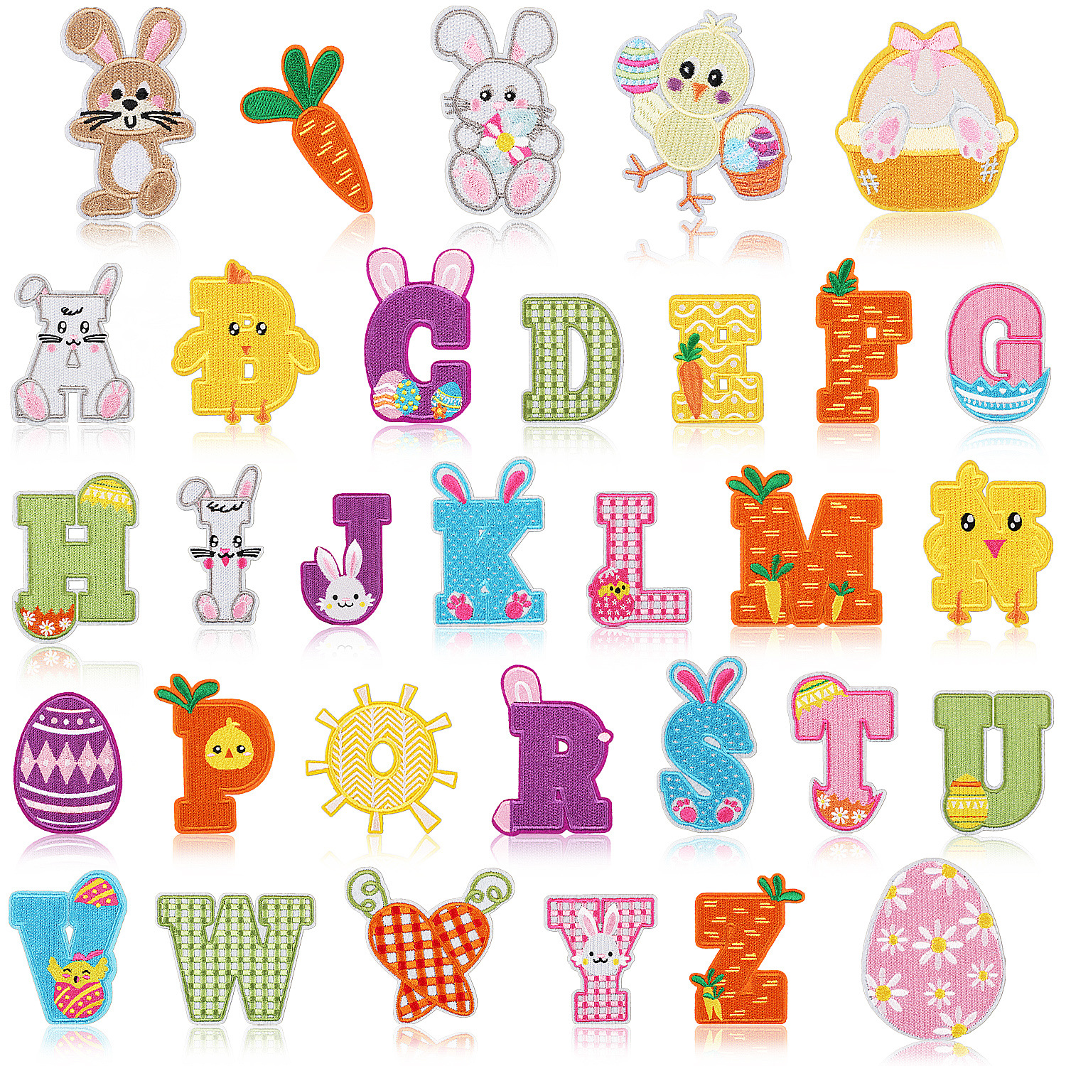Easter theme Iron on Patches cloth sticker rabbit wind 26 letters egg patch sticker chick Iron on Patches post