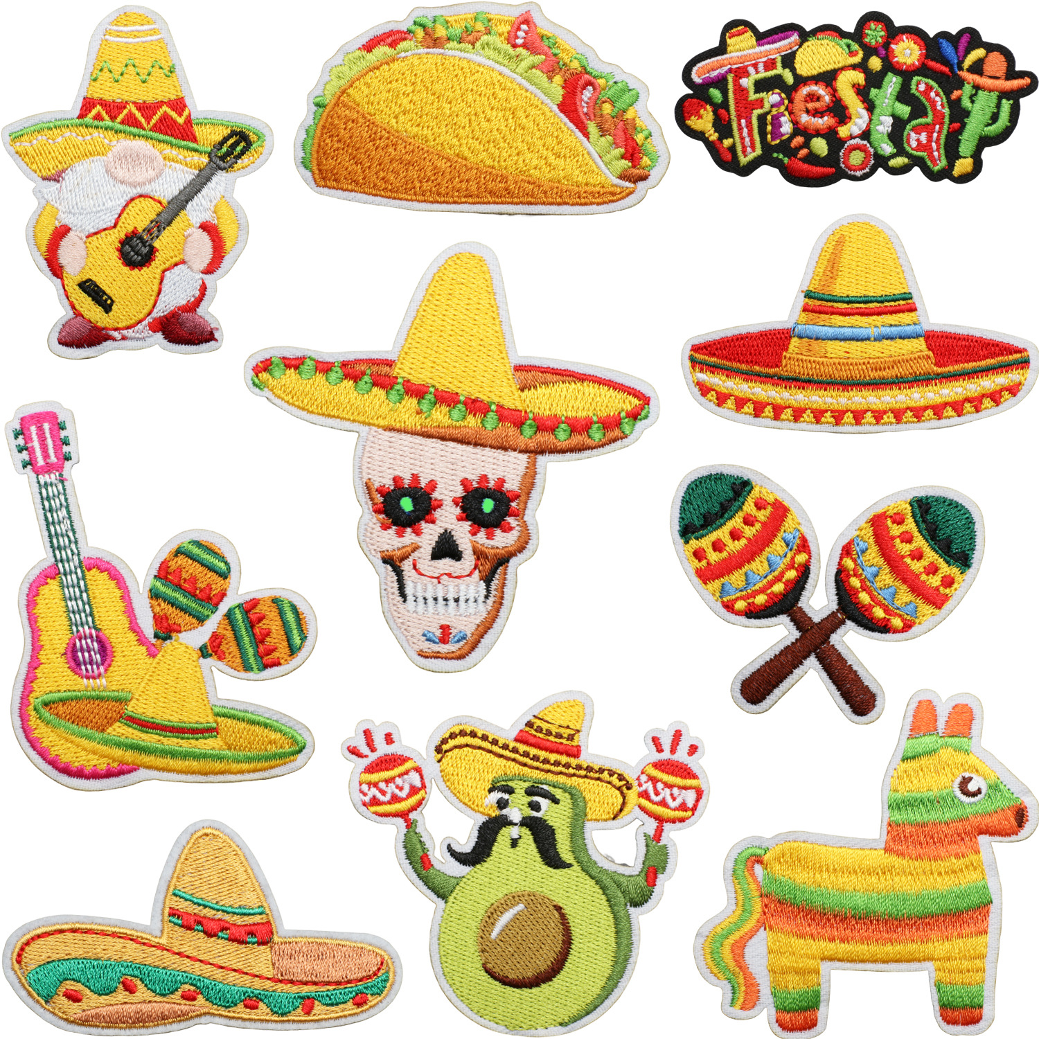 Mexican Festival Party Iron on Patches Cloth Sticker Food Patch Sticker Iron on Patches Sock Boy Guitar Ironing