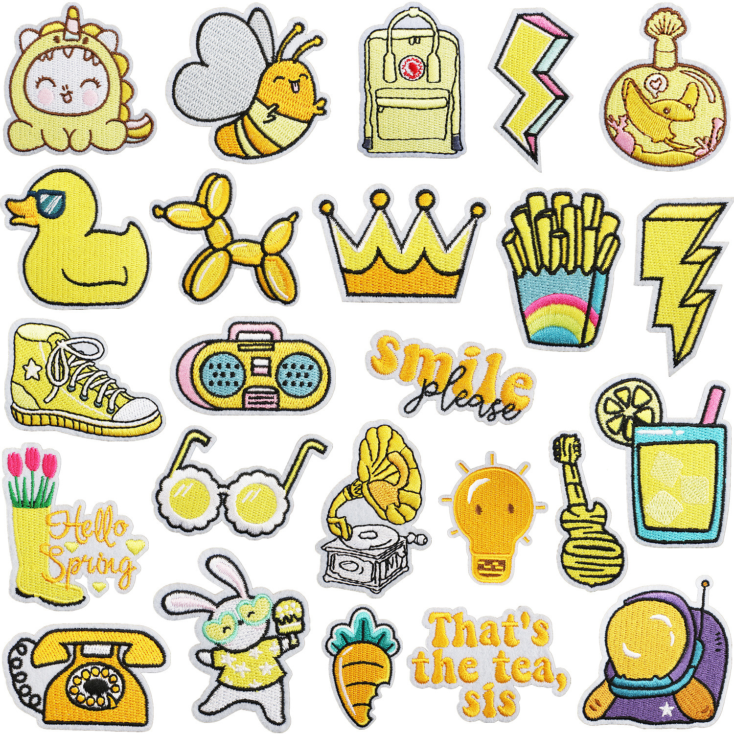 yellow Iron on Patches cloth sticker set cartoon rabbit carrot patch sticker chapter boy astronaut