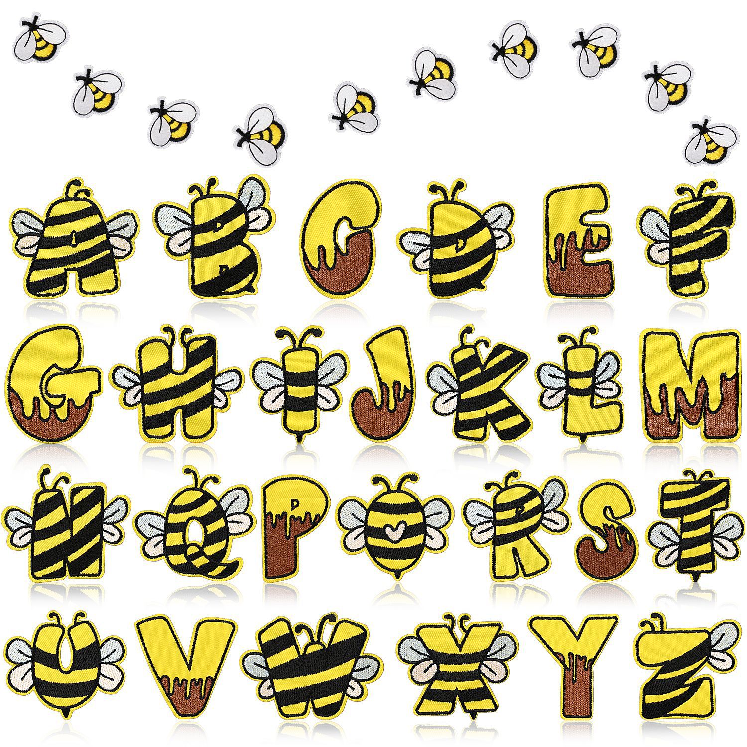 Heat transfer Iron on Patches post little bee theme letter Iron on Patches cloth sticker cartoon bee 26 letter patch sticker