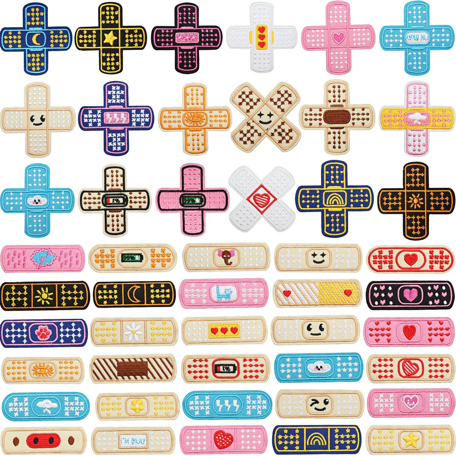 48 pieces Iron on Patches cloth sticker change bag dress up cute patch sticker