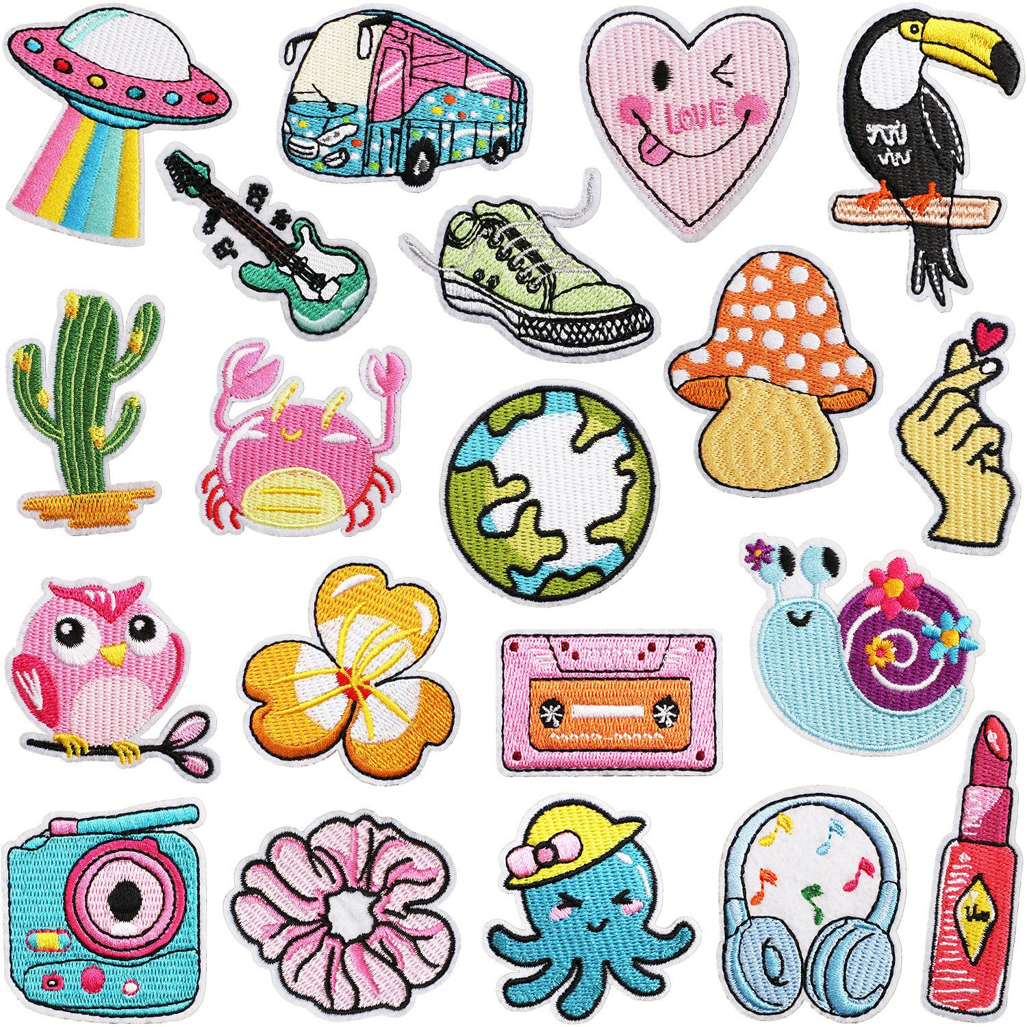 Art Mixed Iron on Patches Cloth Sticker Cartoon Crab Patch Sticker Snail Label Heat Transfer Zhang Zai