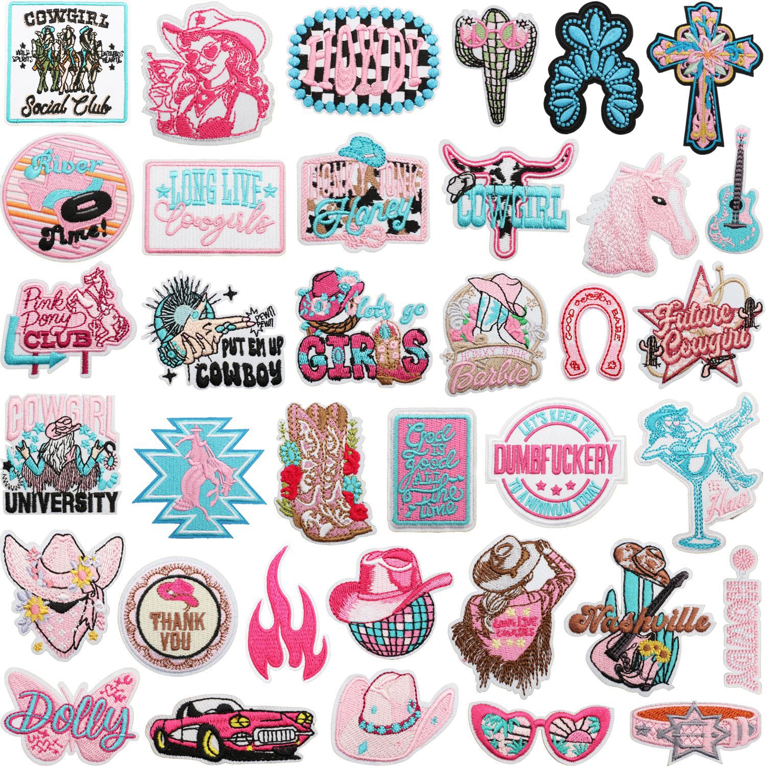 Western denim Iron on Patches cloth sticker pink girl patch sticker bag jacket dress up label sports car chapter boy
