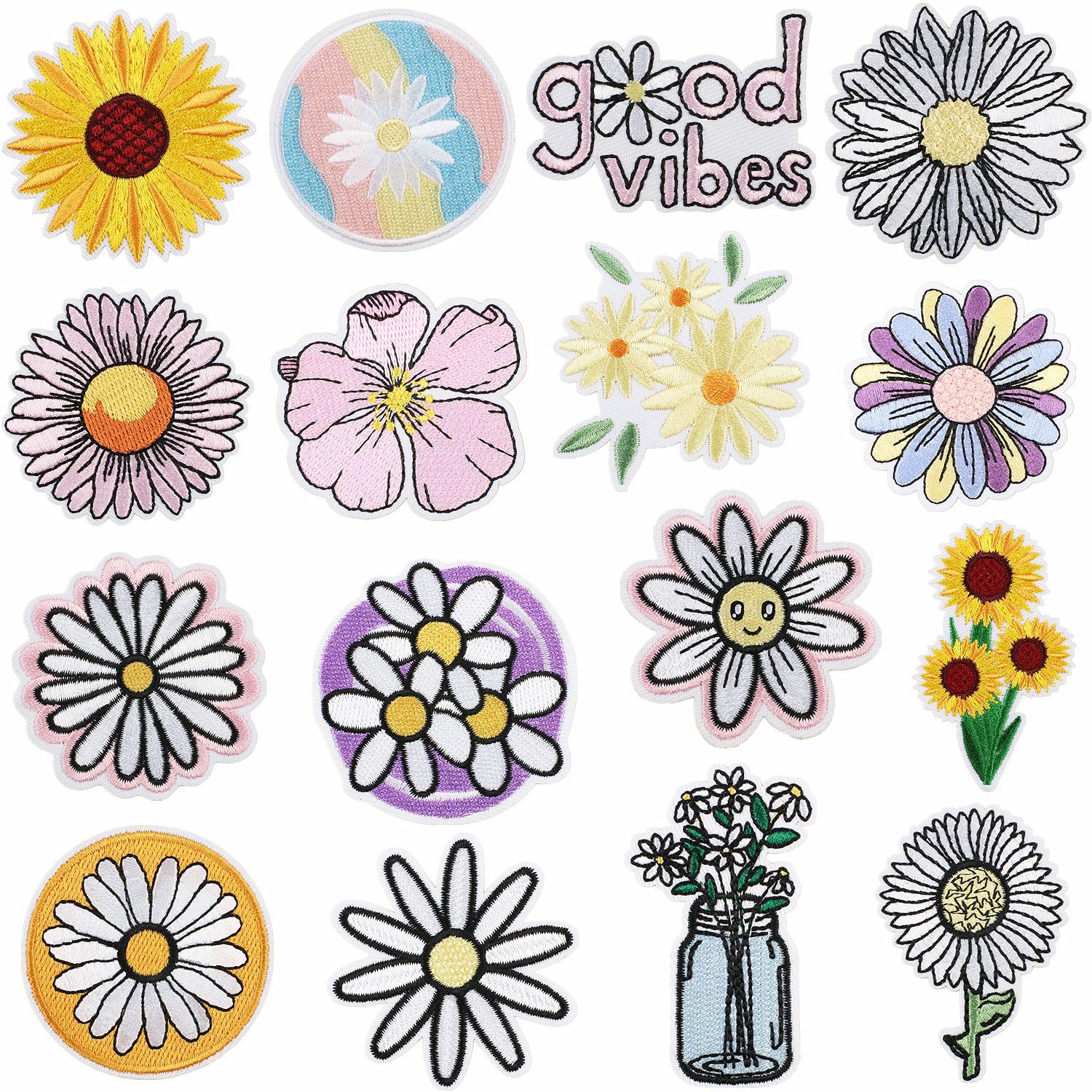 a hundred flowers bloom, Iron on Patches cloth sticker, bag decoration patch sticker, heat transfer Iron on Patches sticker,