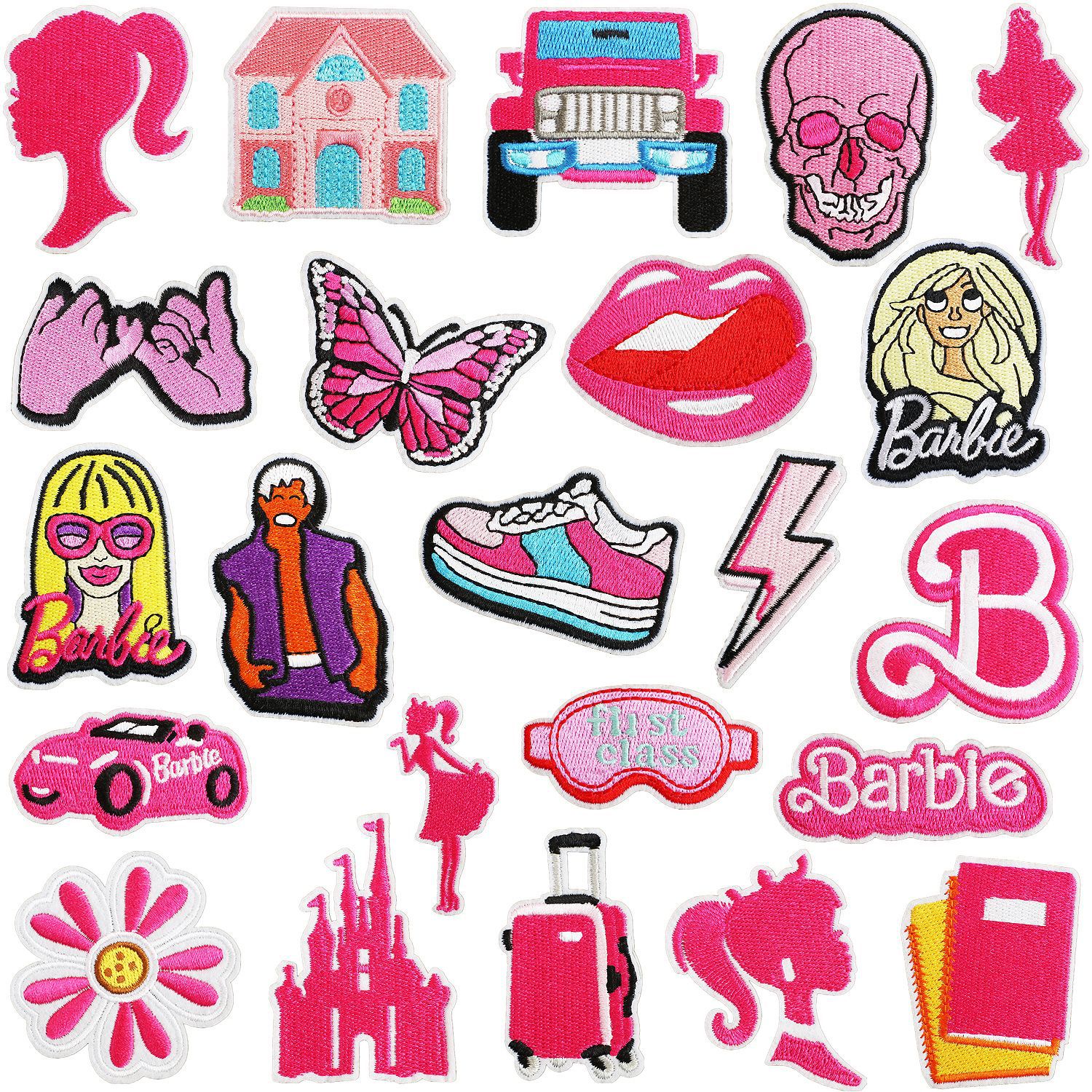 Iron on Patches cloth sticker bag decoration patch sticker girl Barbie pink sports car castle Iron on Patches label