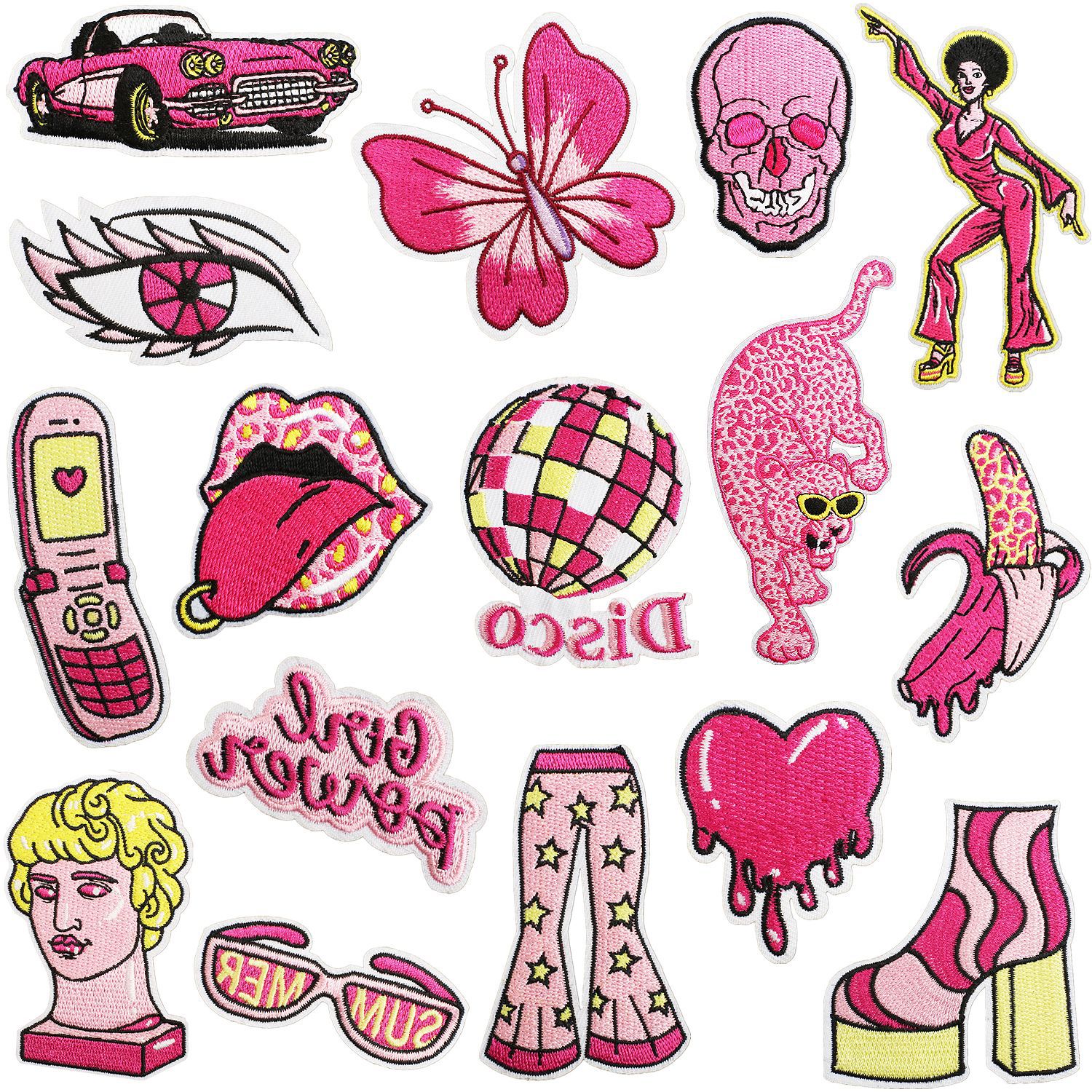 Iron on Patches cloth sticker pink girl dancing patch sticker