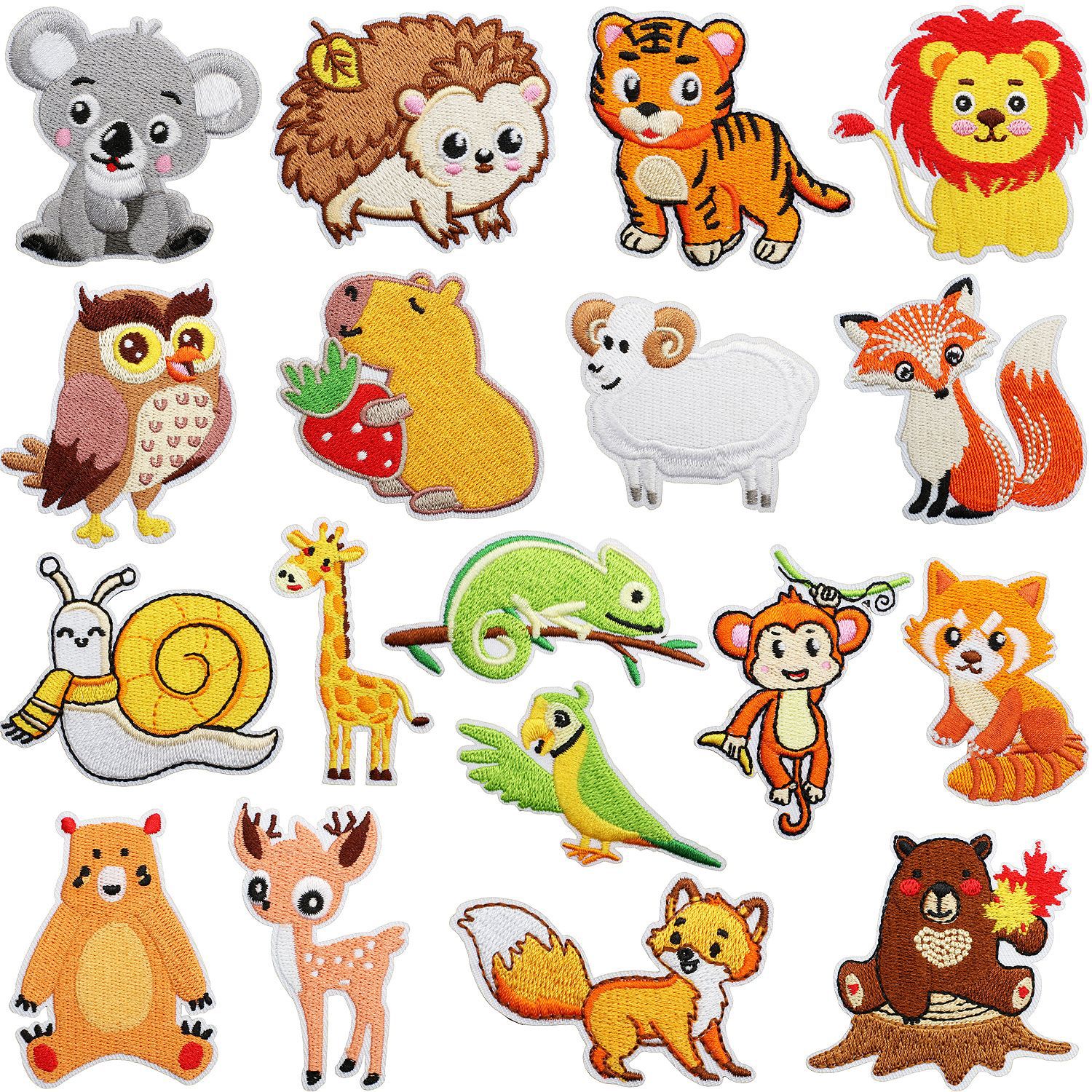 Zoo theme Iron on Patches cloth sticker cartoon tiger lion patch sticker sika deer hedgehog Iron on Patches label fox Iron on Patches piece