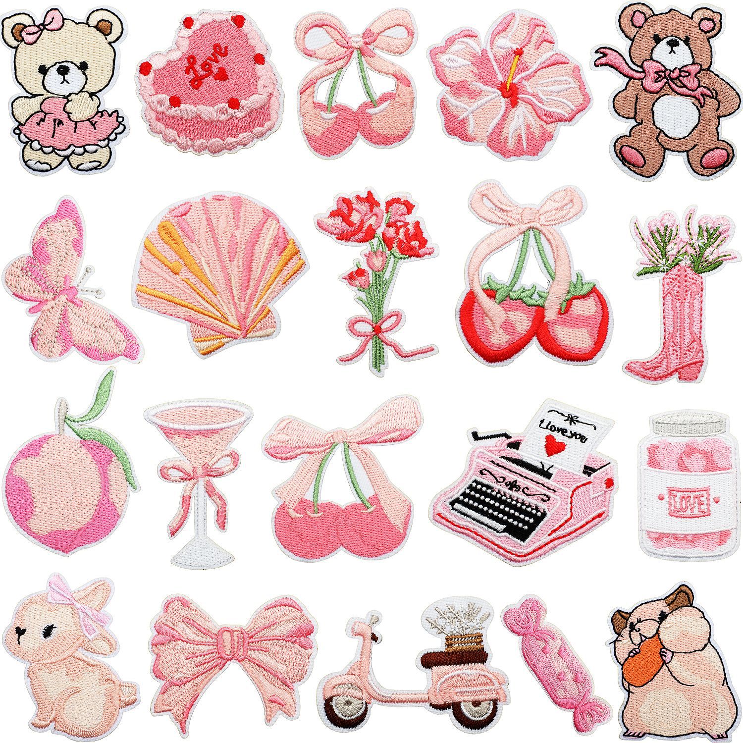 Sweet Taste Iron on Patches Cloth Sticker Valentine's Day Bear Patch Sticker Clothes Decoration Pink Love Iron on Patches Seal Boy