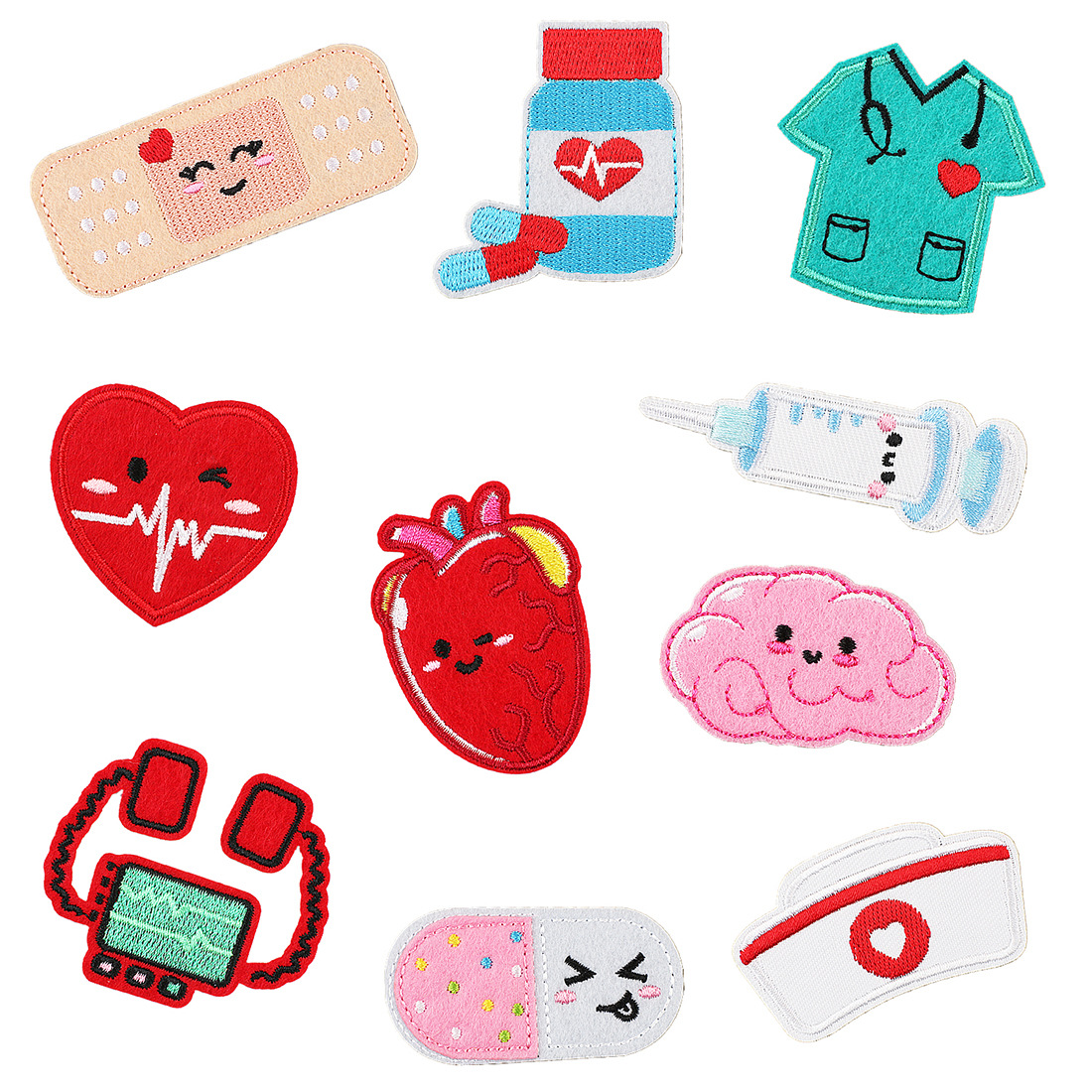 Nurse Hat Iron on Patches Cloth Sticker Medicine Ball Patch Sticker Cartoon Heart Band-Aid