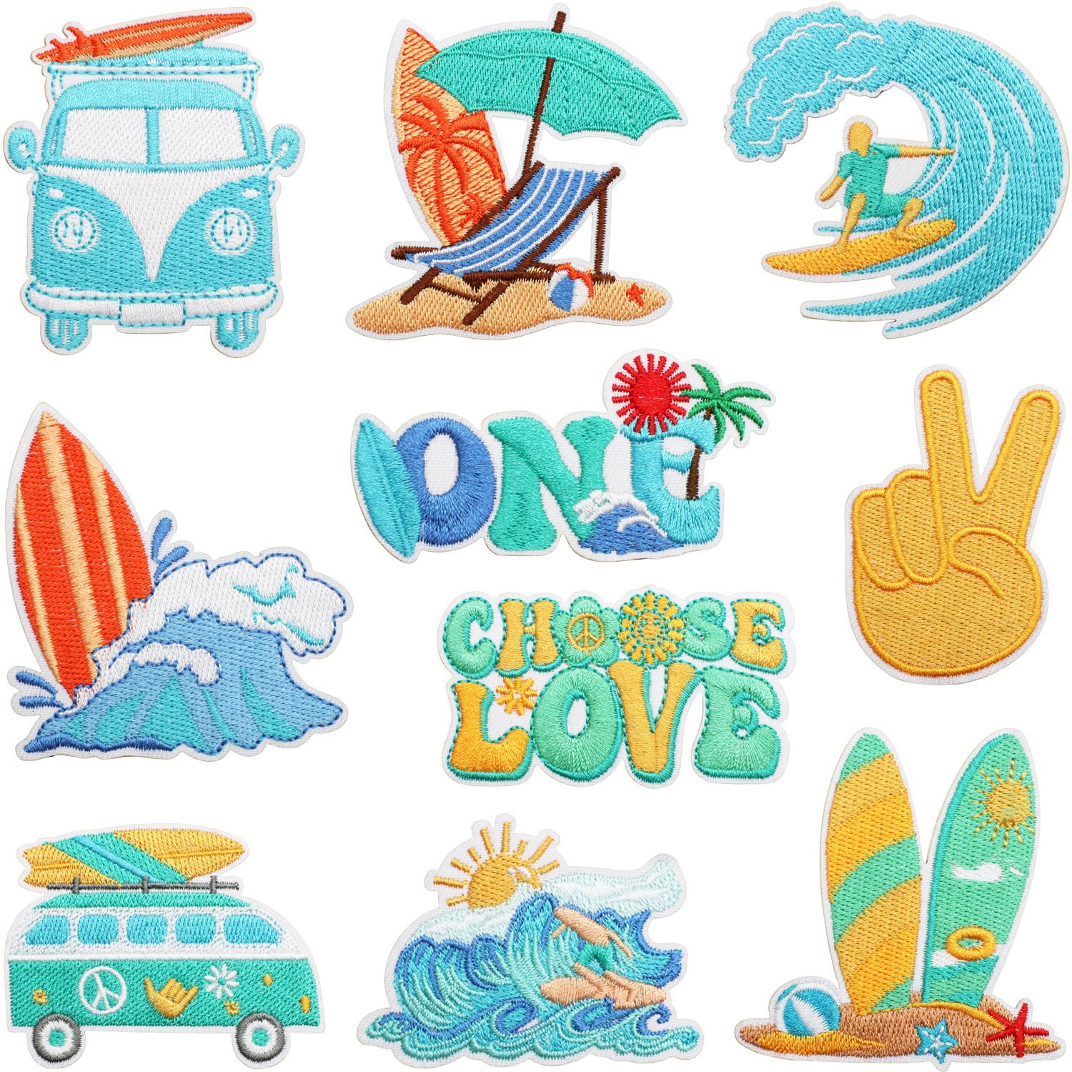 Summer beach theme Iron on Patches cloth sticker sports surfboard patch sticker wave label beach bike chapter boy