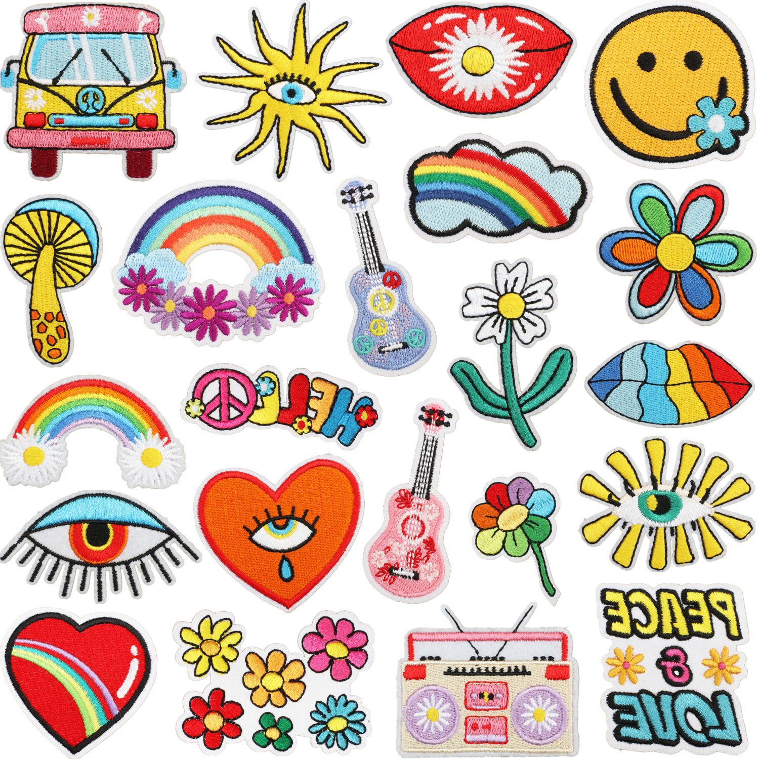 Devil's Eye Iron on Patches Cloth Sticker Rainbow Bag Decoration Patch Sticker Bus Zhang Zai Iron on Patches Label