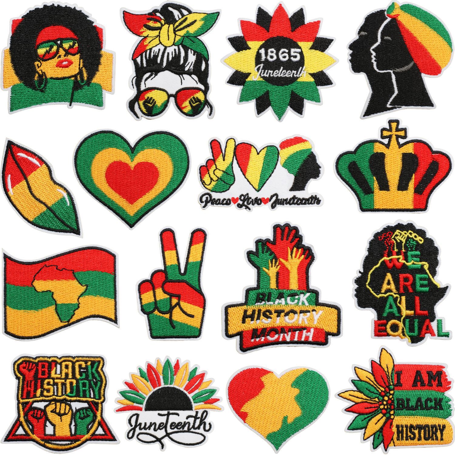 Black Independence Day Theme Iron on Patches Cloth Sticker Clothes Decoration Mouth Patch Sticker Liberation Label Heat Transfer
