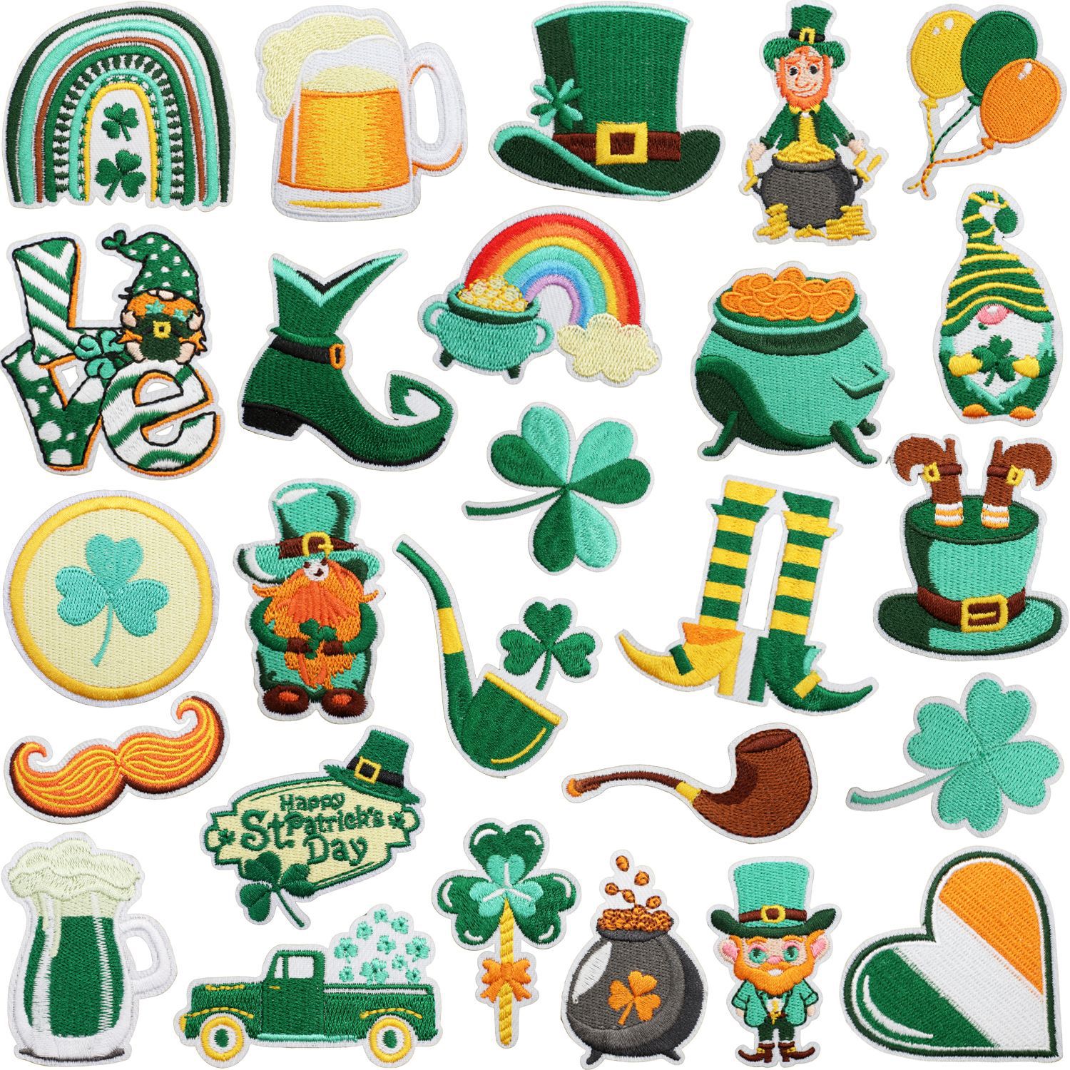 Clover Iron on Patches cloth sticker St. Patrick's Day chapter bag clothes decoration patch sticker beer Iron on Patches label