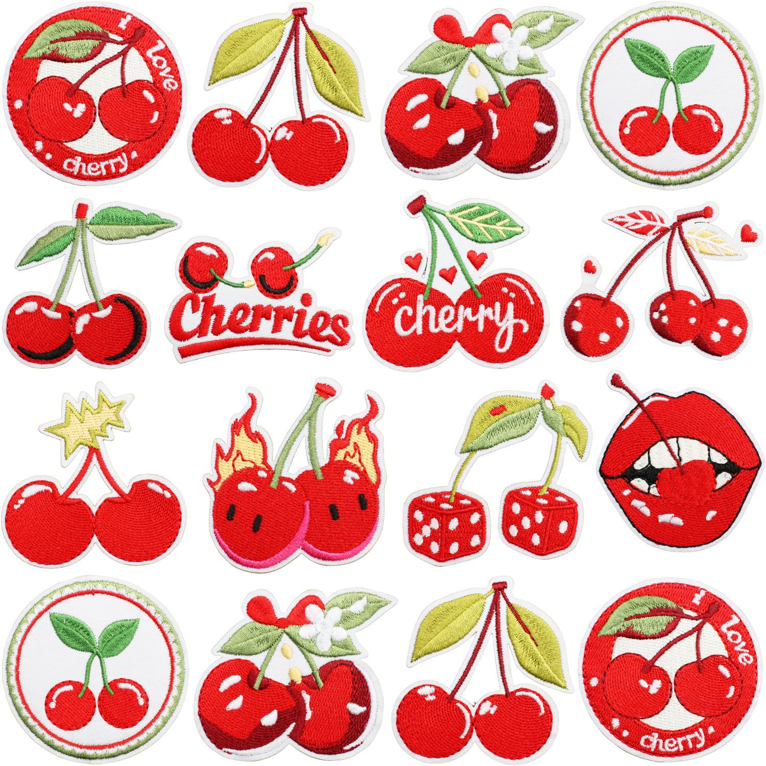 Cherry small mouth Iron on Patches cloth sticker bag decoration cherry Iron on Patches patch art dice patch stamp ironing
