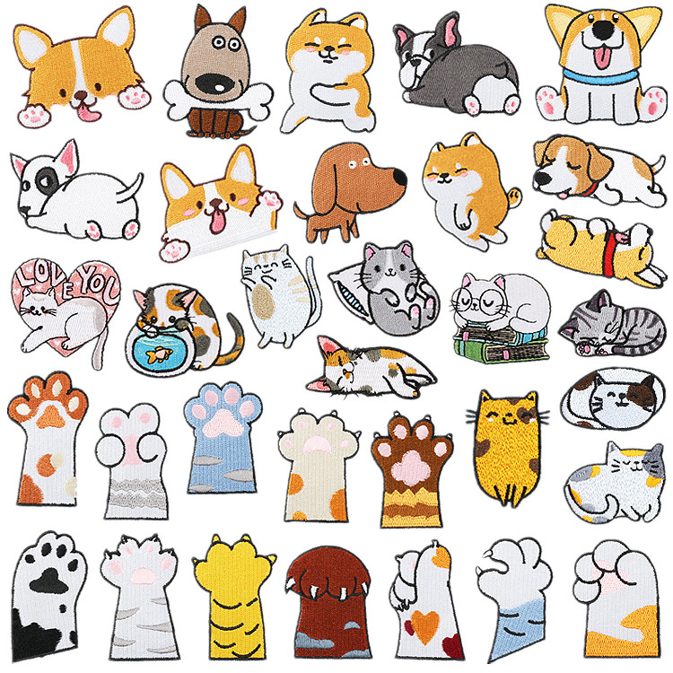 Xiao Tmall Iron on Patches cloth sticker puppy Iron on Patches sticker cat patch sticker chapter label cartoon cat paw