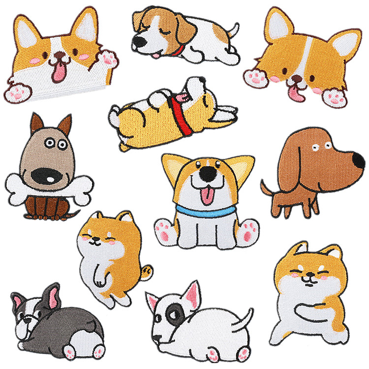 Corgi cloth sticker hot cartoon Iron on Patches Zhang Zai pet patch sticker puppy subsidy