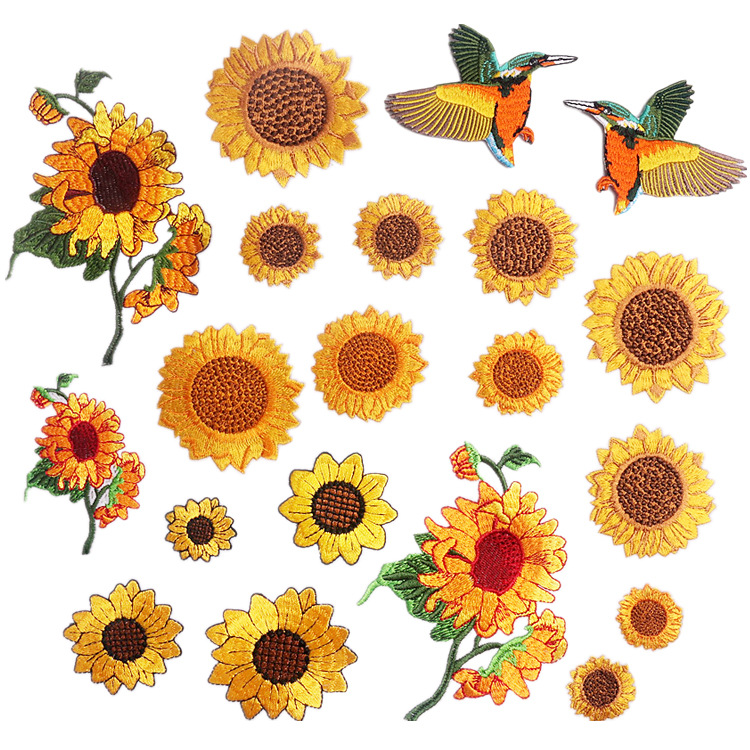 sunflower flower Iron on Patches cloth sticker DIY clothes small Iron on Patches chapter boy sunflower decorative patch sticker