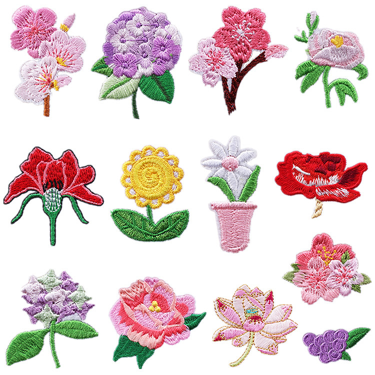 lotus Iron on Patches cloth sticker cartoon rose patch sticker sunflower Iron on Patches label flower ironing