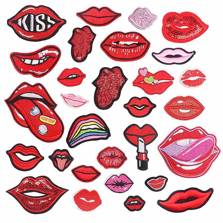 lips Iron on Patches cloth sticker, clothes hole patch sticker, bag decoration mouth Iron on Patches sticker