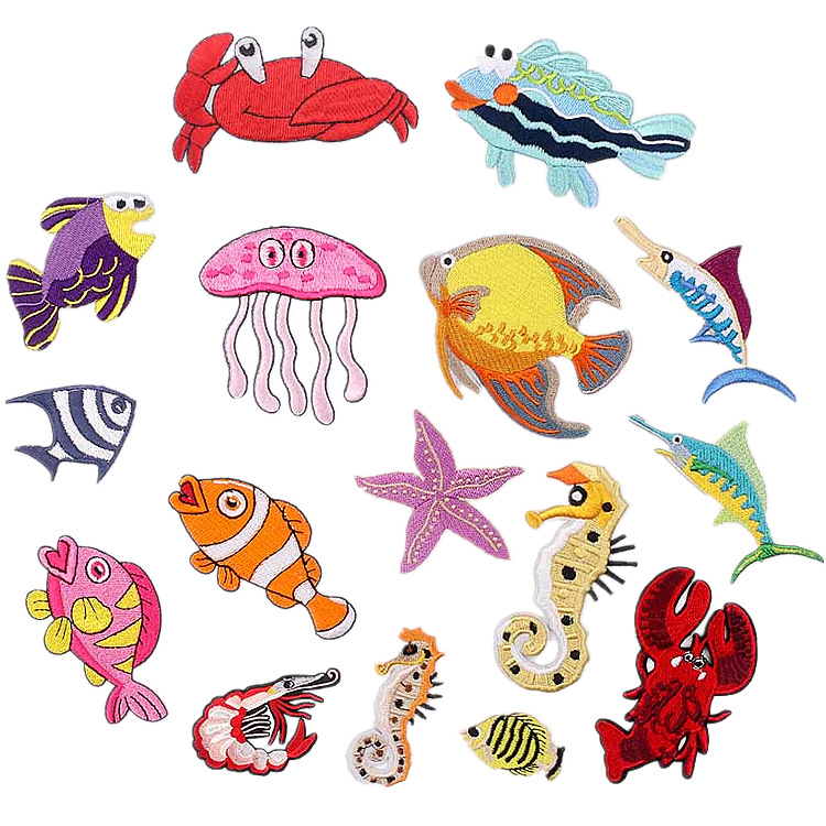 Iron on Patches cloth sticker jellyfish lobster starfish cloth sticker patch sticker