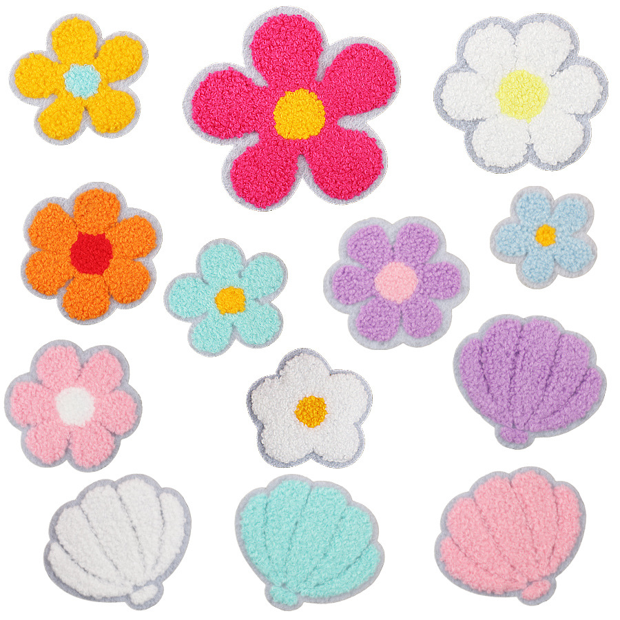 towel Iron on Patches flower patch sticker shell Iron on Patches cloth sticker bag decoration small flower Iron on Patches chapter boy ironing subsidy