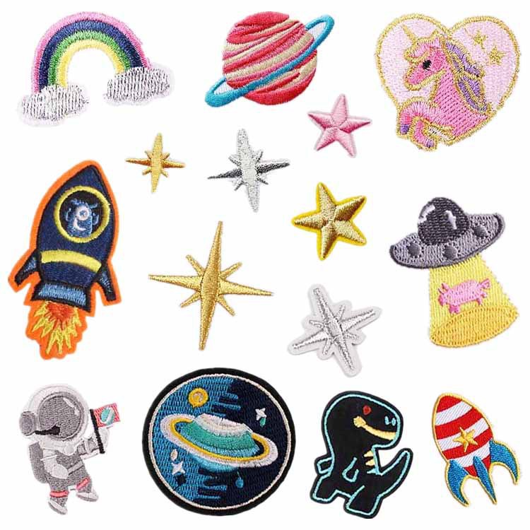 Iron on Patches cloth sticker ironing rocket Iron on Patches label astronaut flying saucer patch sticker