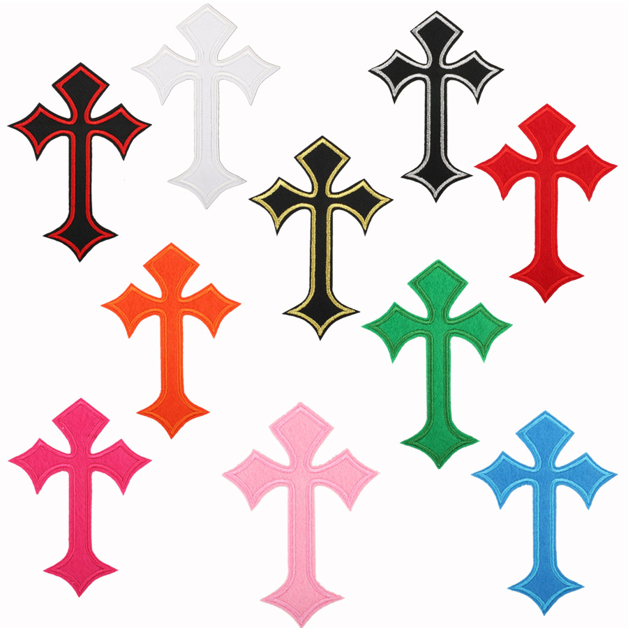 cross Iron on Patches cloth sticker label ironing color cross patch sticker decorative chapter wholesale