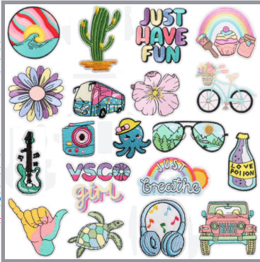 Art Sun Iron on Patches Cloth Sticker Ice Skates Bag Patch Sticker Cartoon Butterfly Sticker Ironing