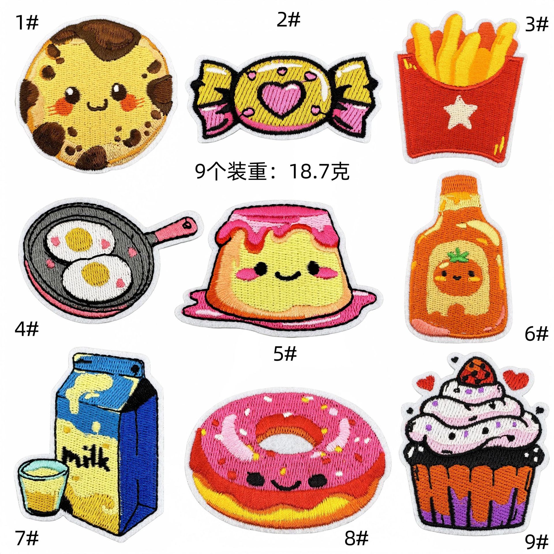 Cute cartoon food embroidery cloth sticker snack dessert accessories patches computer embroidery clothing accessories spot wholesaleEmbroidered Iron on Patches for Clothes, Dress, Hat, Jeans, DIY Accessories Patches for Caps Backpacks Vest Harness -JY