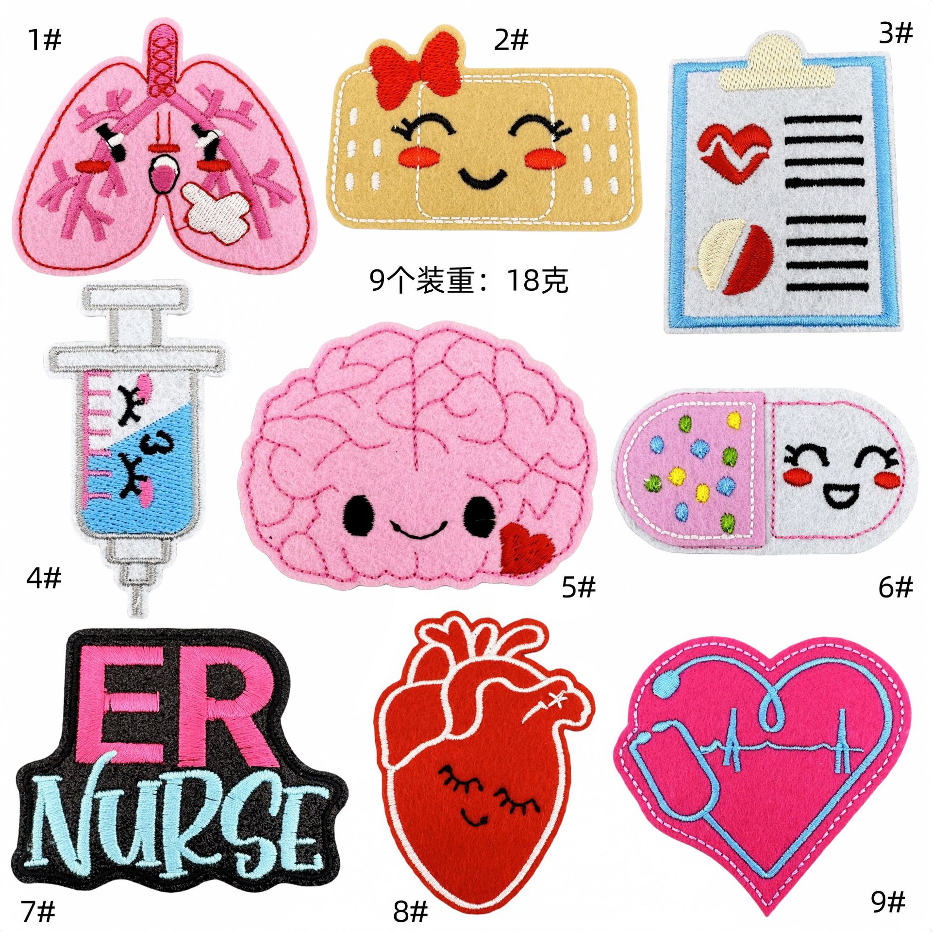 cartoon medical care series cloth sticker embroidery patches sticker spot wholesale computer embroidery clothing accessories patches modelEmbroidered Iron on Patches for Clothes, Dress, Hat, Jeans, DIY Accessories Patches for Caps Backpacks Vest Harness -JY