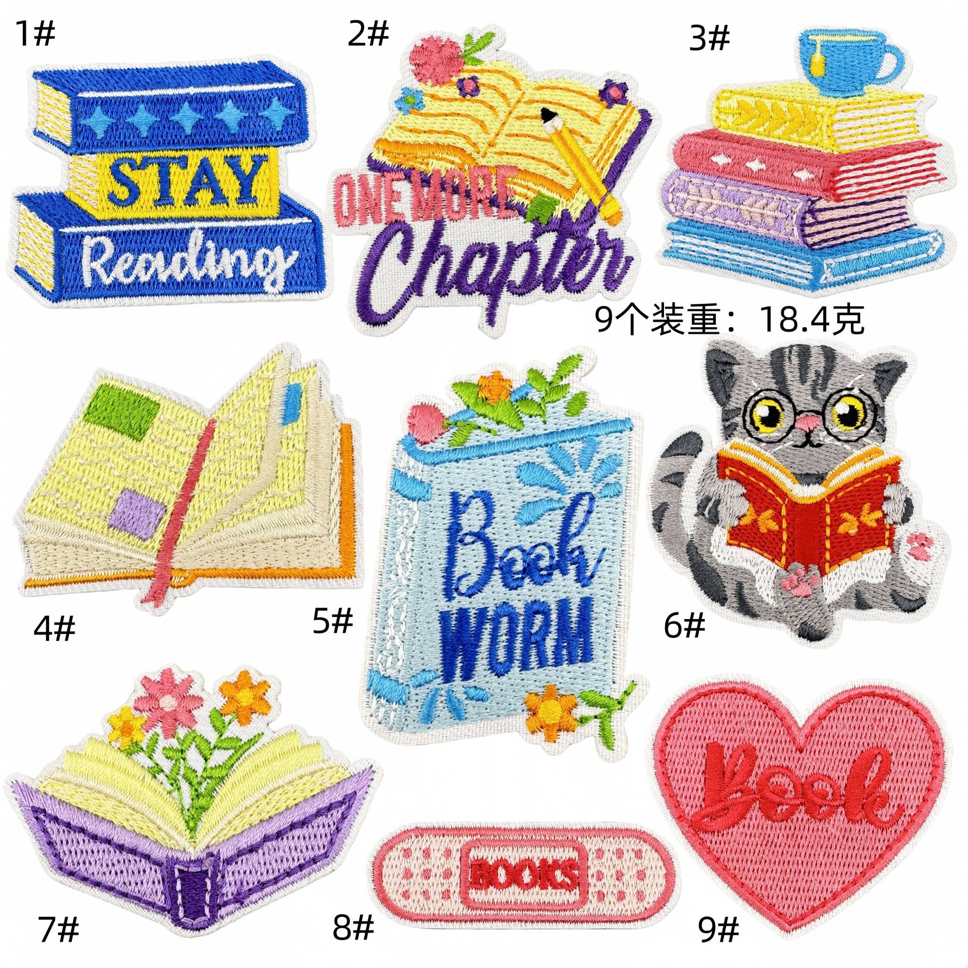 iron on cartoon book embroidery cloth sticker decorative love cat patches decal electric embroidery piece hot melt adhesive spotEmbroidered Iron on Patches for Clothes, Dress, Hat, Jeans, DIY Accessories Patches for Caps Backpacks Vest Harness -JY