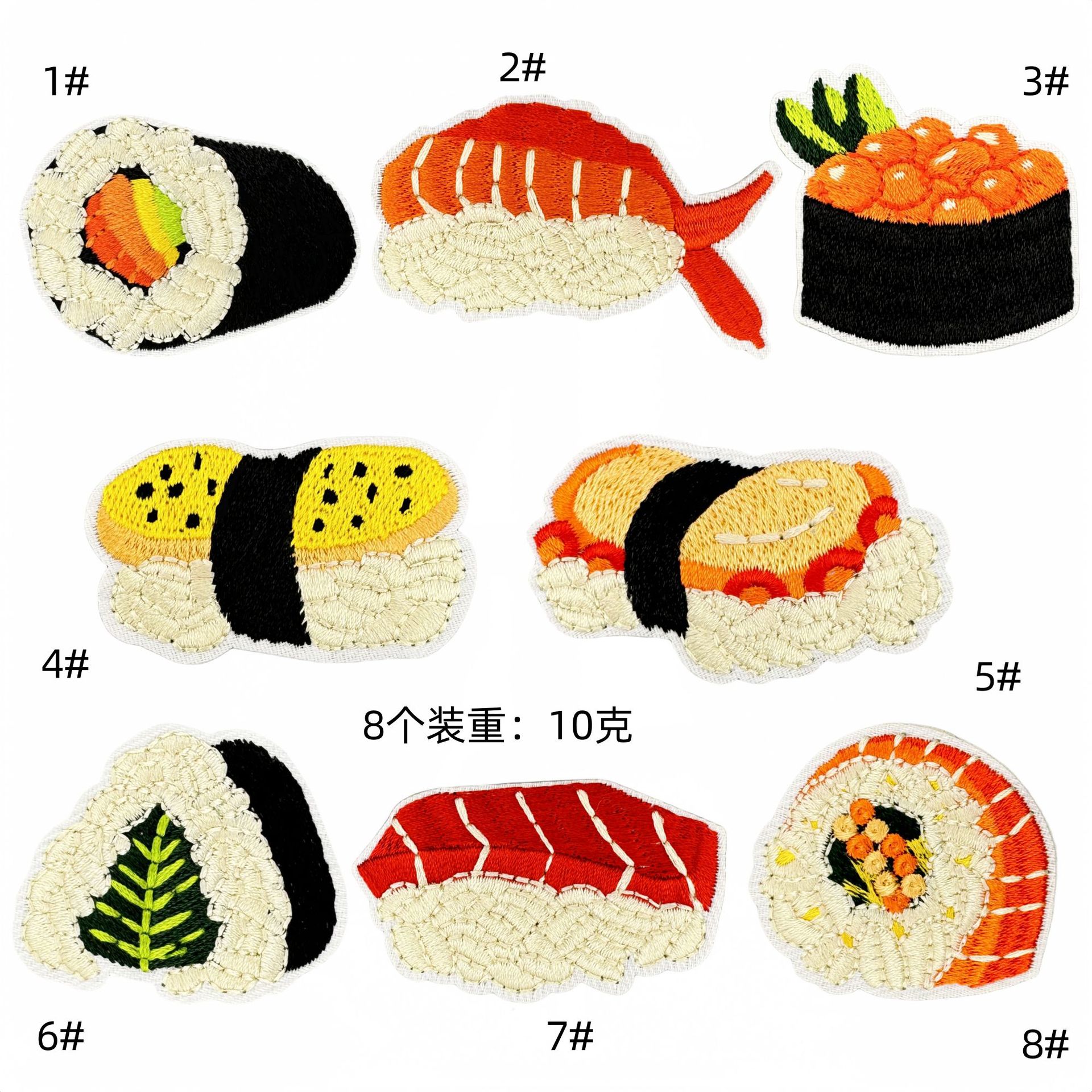 cartoon salmon sushi embroidery cloth sticker computer embroidery iron on cloth label clothing accessories patches sticker spotEmbroidered Iron on Patches for Clothes, Dress, Hat, Jeans, DIY Accessories Patches for Caps Backpacks Vest Harness -JY