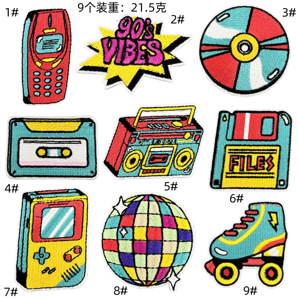 personalized cartoon game embroidery cloth sticker decoration radio retro patches patches accessory electric embroidery pieceEmbroidered Iron on Patches for Clothes, Dress, Hat, Jeans, DIY Accessories Patches for Caps Backpacks Vest Harness -JY