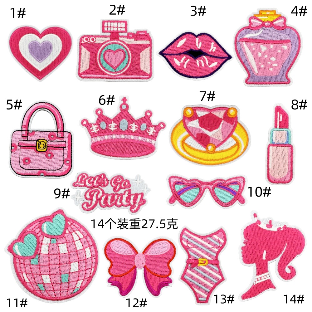 Cartoon princess style series pink embroidery cloth sticker spot wholesale embroidery patches sticker clothing accessories computer embroideryEmbroidered Iron on Patches for Clothes, Dress, Hat, Jeans, DIY Accessories Patches for Caps Backpacks Vest Harness -JY
