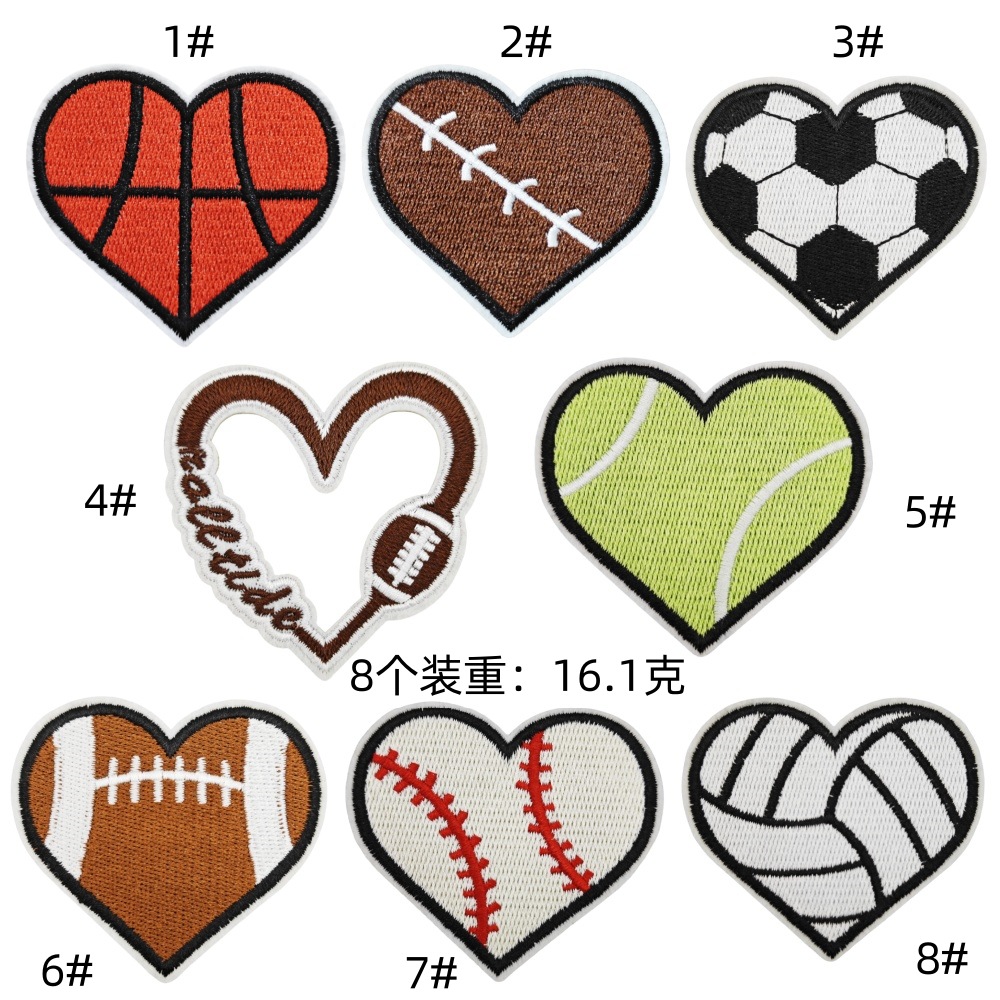 love embroidery cloth sticker cartoon basketball football patches sticker sports badge cloth sticker clothing accessories embroidery labelEmbroidered Iron on Patches for Clothes, Dress, Hat, Jeans, DIY Accessories Patches for Caps Backpacks Vest Harness -JY