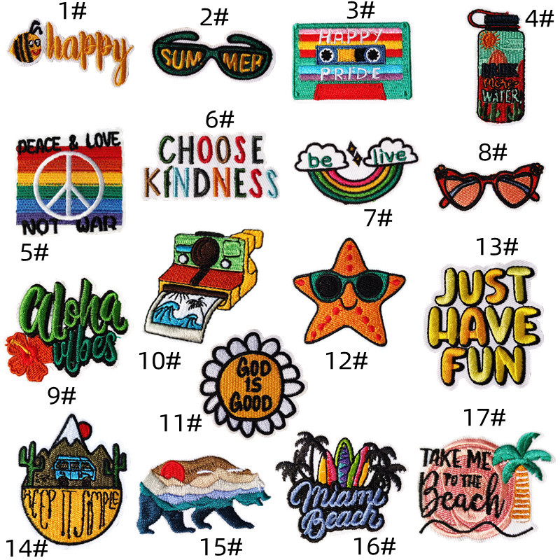 Embroidery chapter multi-color landscape cloth sticker cartoon cute DIY repair + decorative embroidery sticker Amazon hot sale + Ding stickerEmbroidered Iron on Patches for Clothes, Dress, Hat, Jeans, DIY Accessories Patches for Caps Backpacks Vest Harness -JY