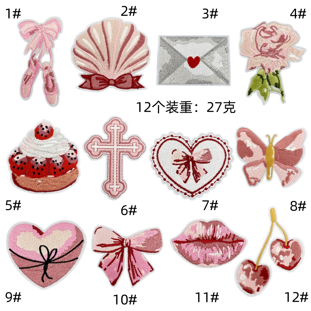 pink love bow series cloth sticker embroidery patches sticker spot wholesale computer embroidery clothing accessoriesEmbroidered Iron on Patches for Clothes, Dress, Hat, Jeans, DIY Accessories Patches for Caps Backpacks Vest Harness -JY