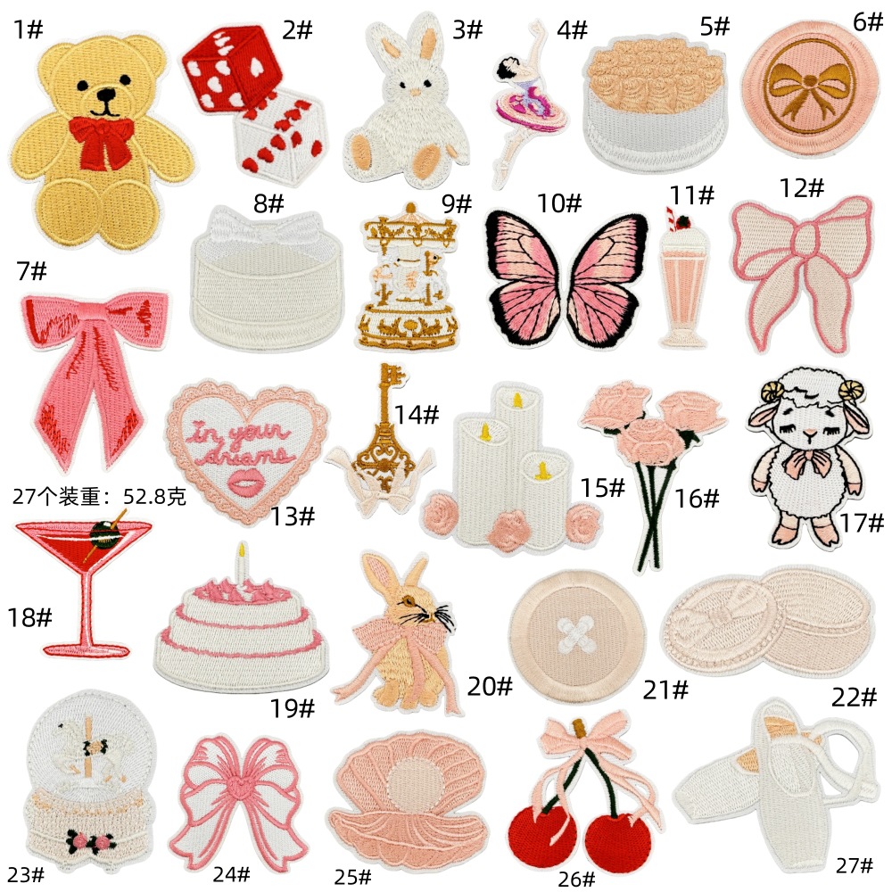 Cute solid color cartoon embroidery cloth sticker spot wholesale computer embroidery iron on cloth sticker embroidery patches hot melt adhesive modelEmbroidered Iron on Patches for Clothes, Dress, Hat, Jeans, DIY Accessories Patches for Caps Backpacks Vest Harness -JY
