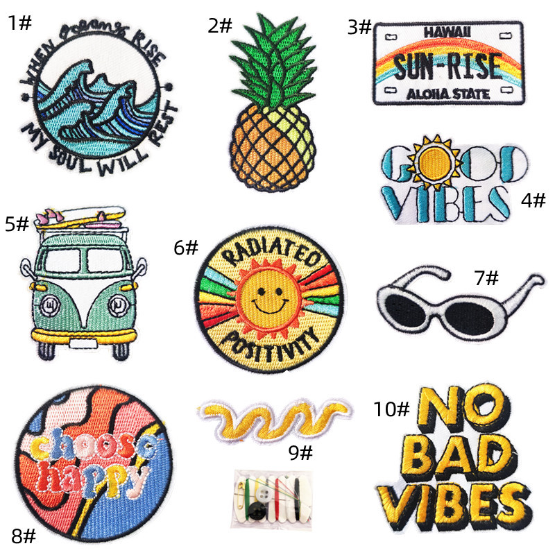 Cartoon cloth sticker summer wind embroidery cloth sticker glasses car patches sticker cute sun clothes decorative sticker embroideryEmbroidered Iron on Patches for Clothes, Dress, Hat, Jeans, DIY Accessories Patches for Caps Backpacks Vest Harness -JY