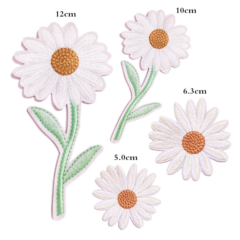 iron on patches Sticker Daisy Fresh Embroidery Cloth Sticker Sweater Clothes Decorative Plants Handmade Accessories patches Cloth StickerEmbroidered Iron on Patches for Clothes, Dress, Hat, Jeans, DIY Accessories Patches for Caps Backpacks Vest Harness -JY