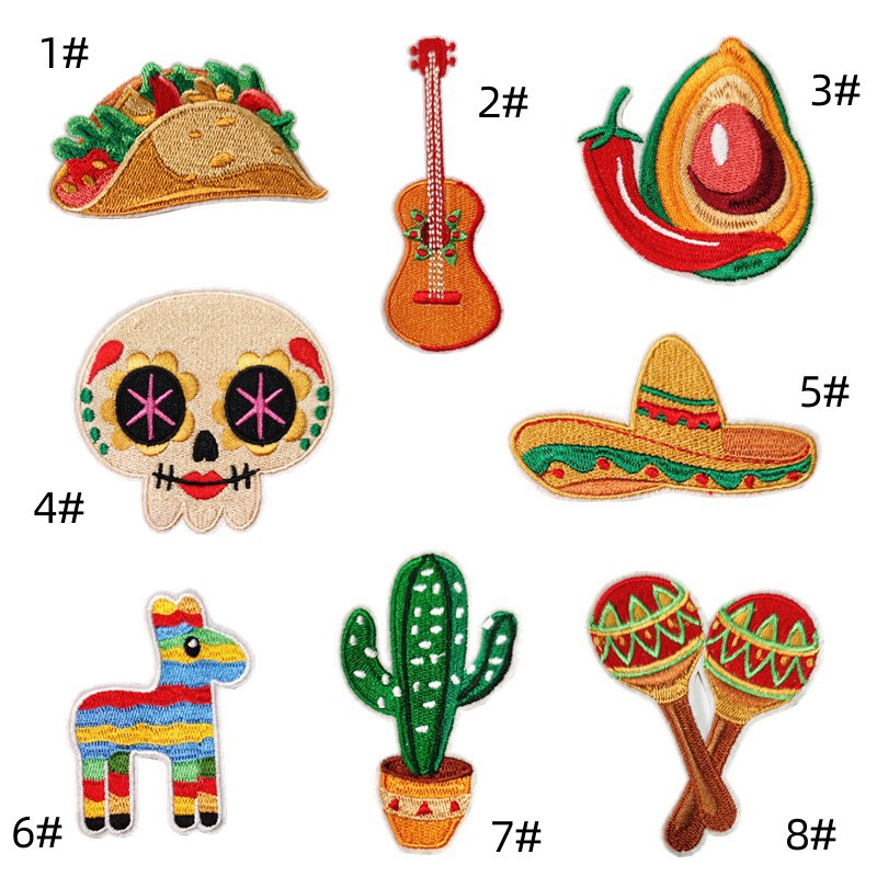 Computer Embroidery Discount Cloth Sticker Beef Roll Embroidery Mexican Cactus Hat Embroidery Clothing Accessories Hot Melt AdhesiveEmbroidered Iron on Patches for Clothes, Dress, Hat, Jeans, DIY Accessories Patches for Caps Backpacks Vest Harness -JY