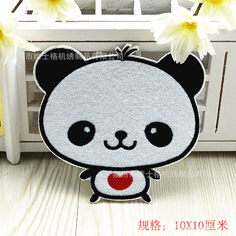 cartoon cloth sticker handmade cute panda sticker black and white panda animation repair trademark sticker