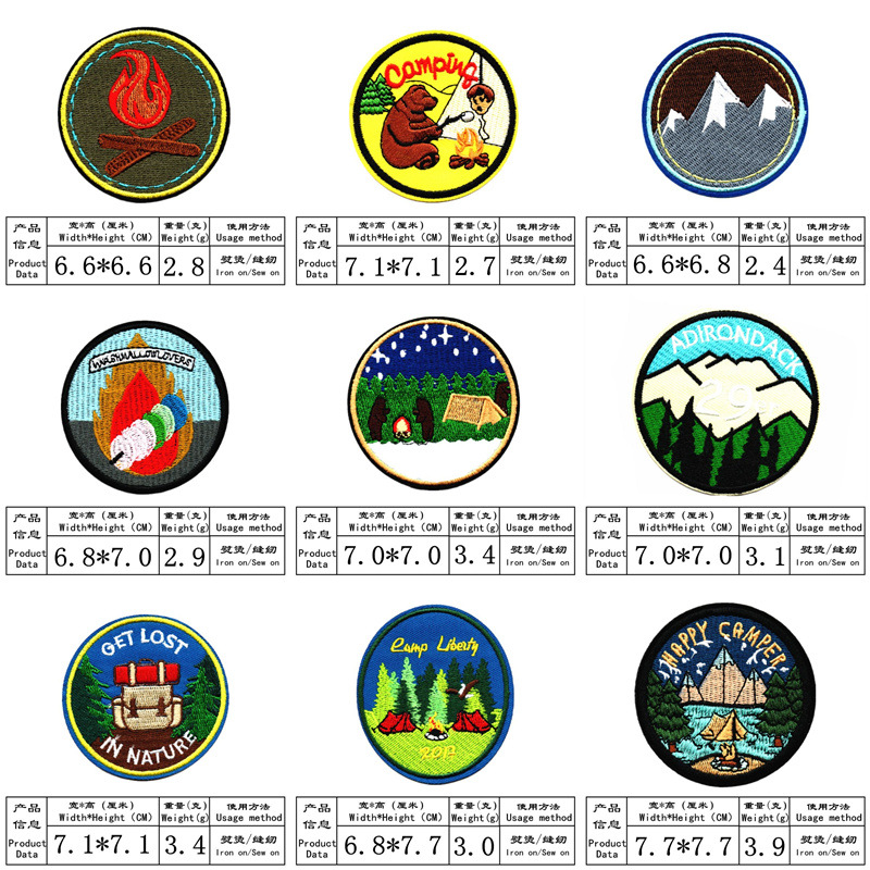 patch embroidery cloth sticker round black landscape embroidery sticker patch hole sticker decorative sticker patch