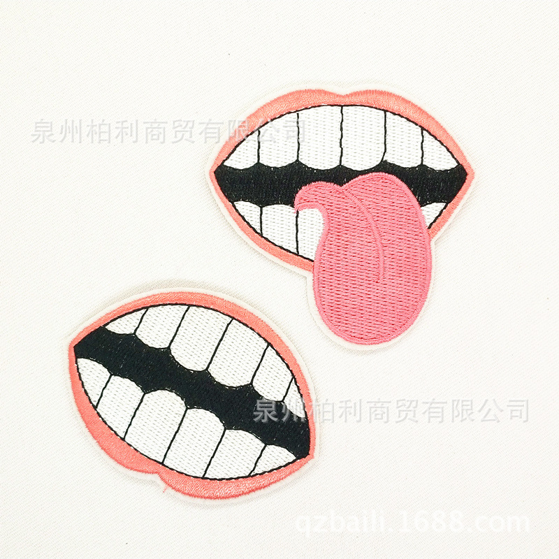 Cloth sticker badge big mouth patches embroidery pants sticker cloth sticker embroidery sticker big mouth cartoon cloth sticker handmade