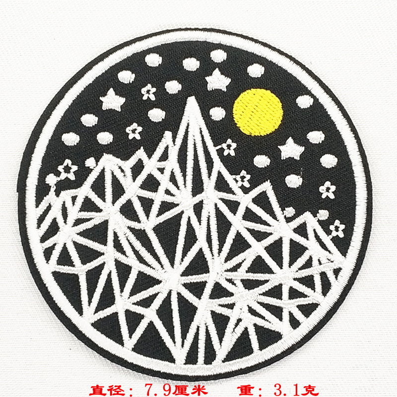 round cloth sticker embroidery sticker black ghost head round patch sticker embroidery applique seam Velcro