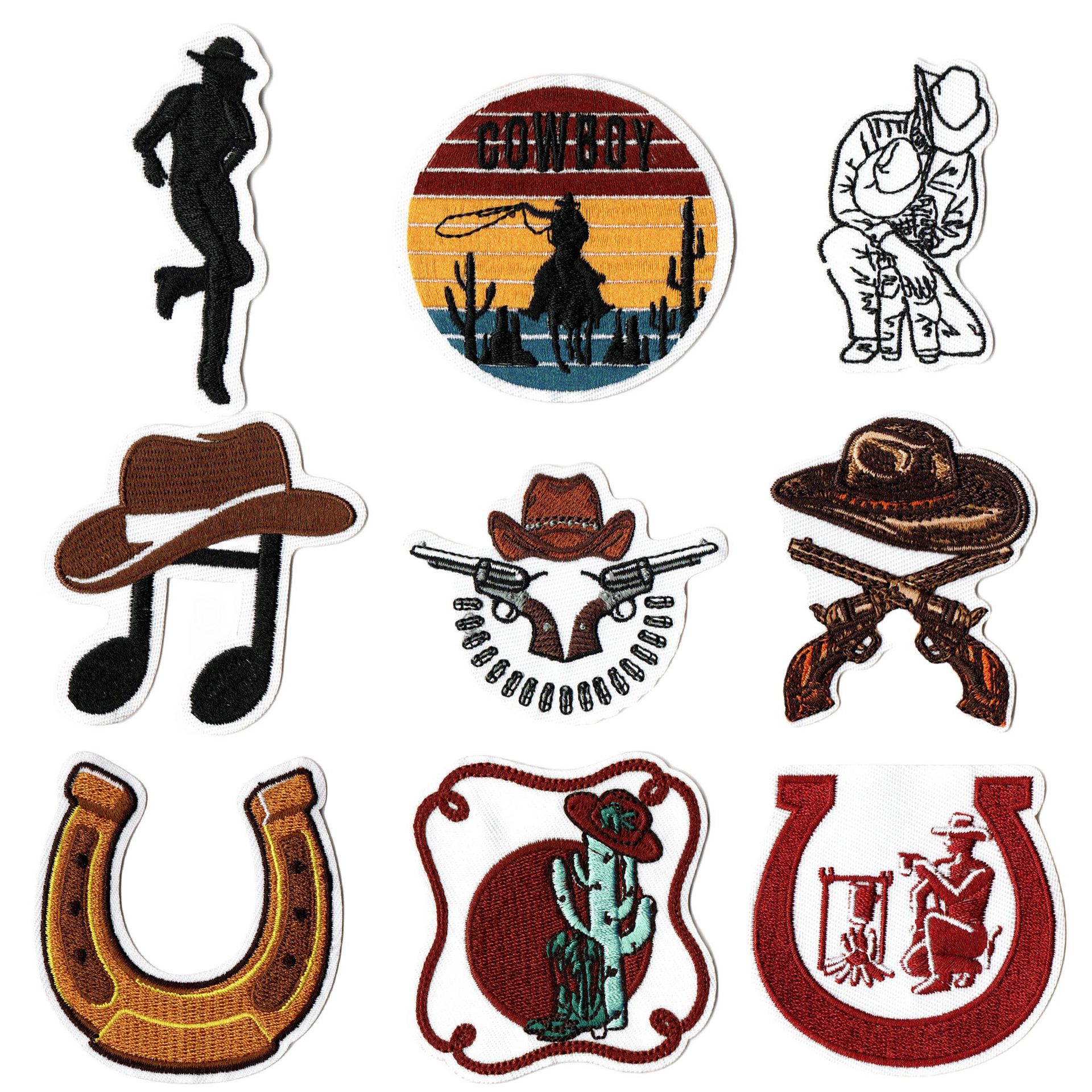 Western series small label adhesive cloth sticker embroidery sharpshooter hat reins violin boots accessories