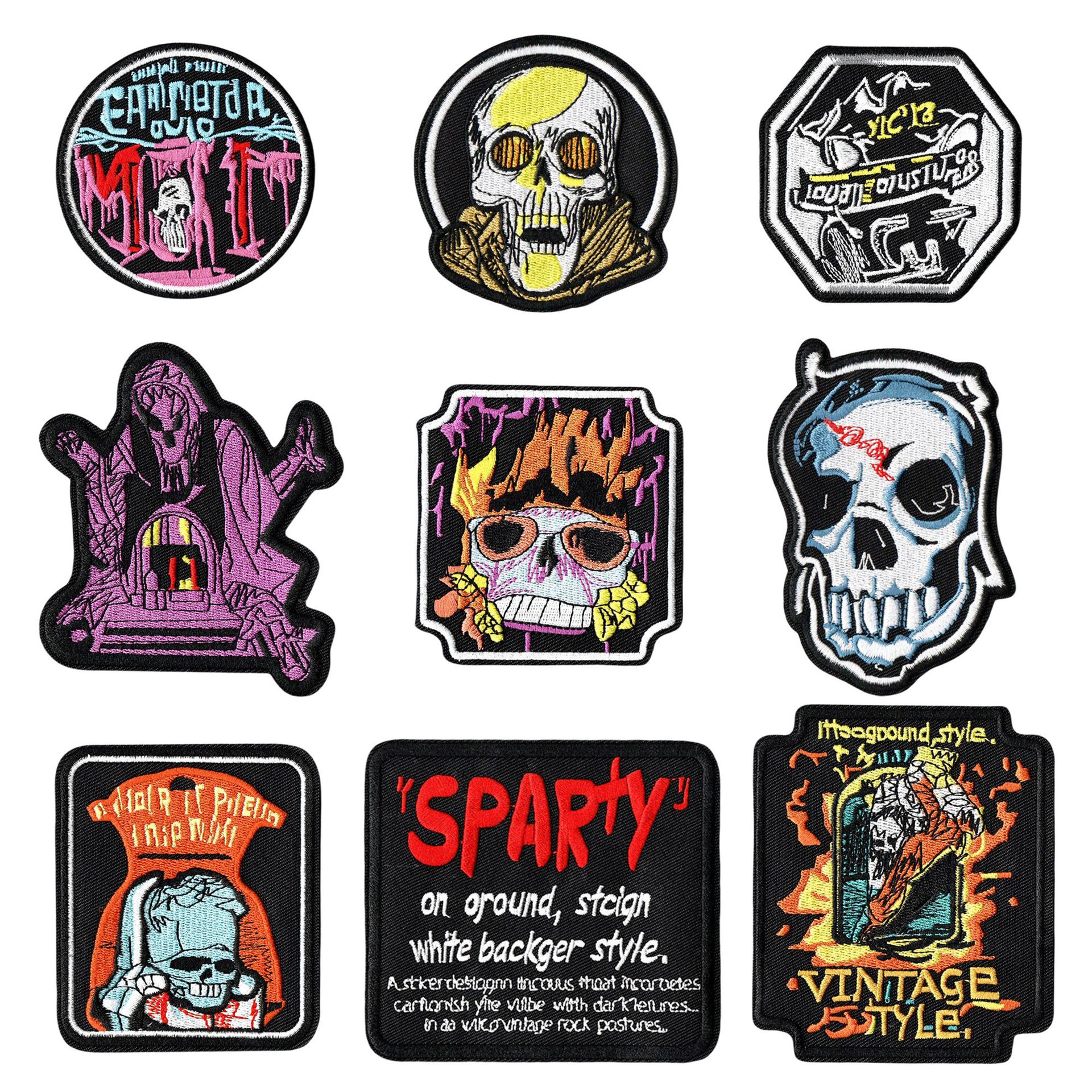 skull cloth sticker  clothing accessories shoe and hat patch sticker embroidery sticker embroidery stamp