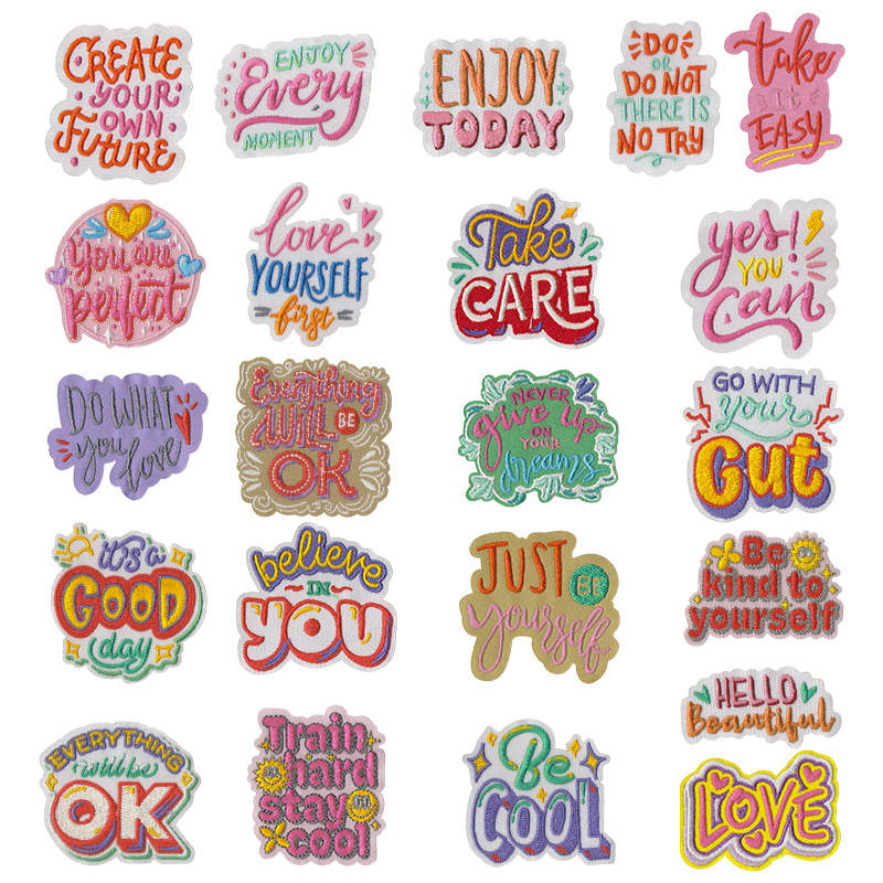 Star Inspirational Quotes Embroidery Cloth Sticker Clothes Decoration Letter Patch Sticker Positive Energy Embroidery Patch Ironing