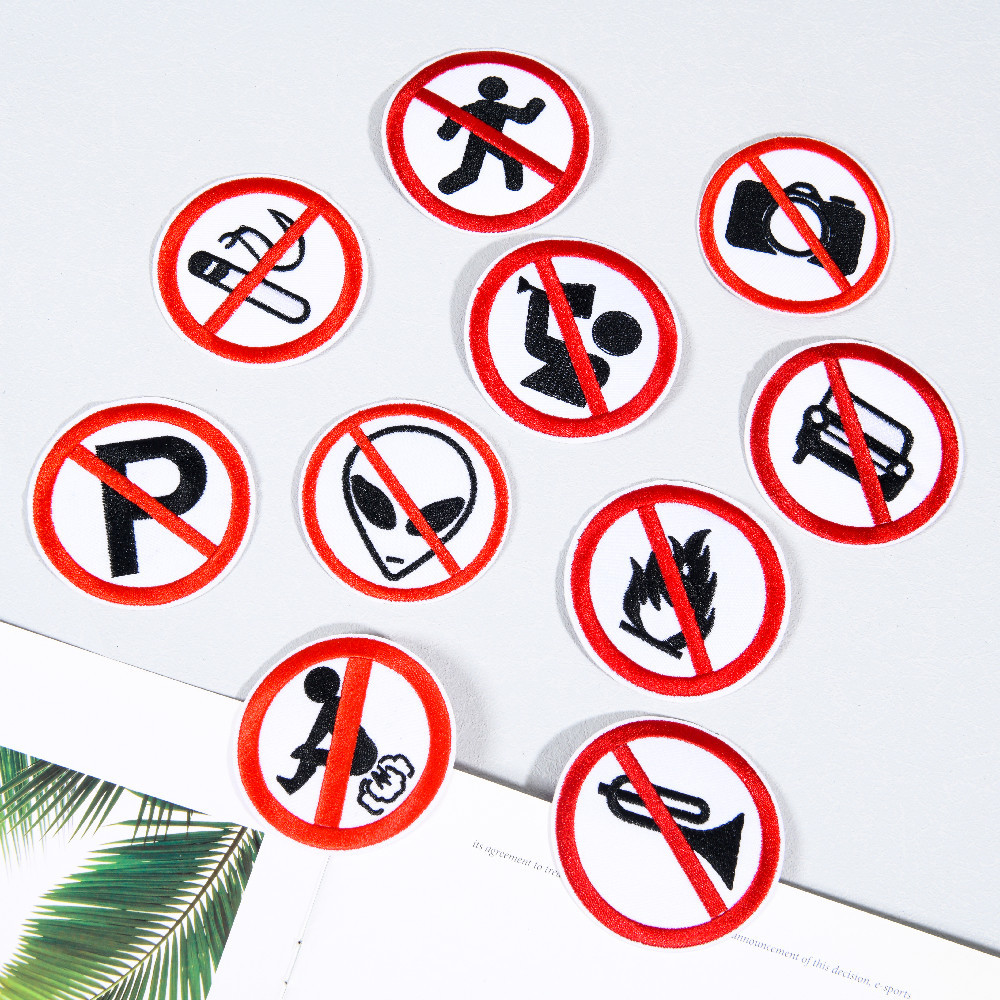 Embroidery round embroidery red and black sign cloth sticker foreign trade clothing bag matching