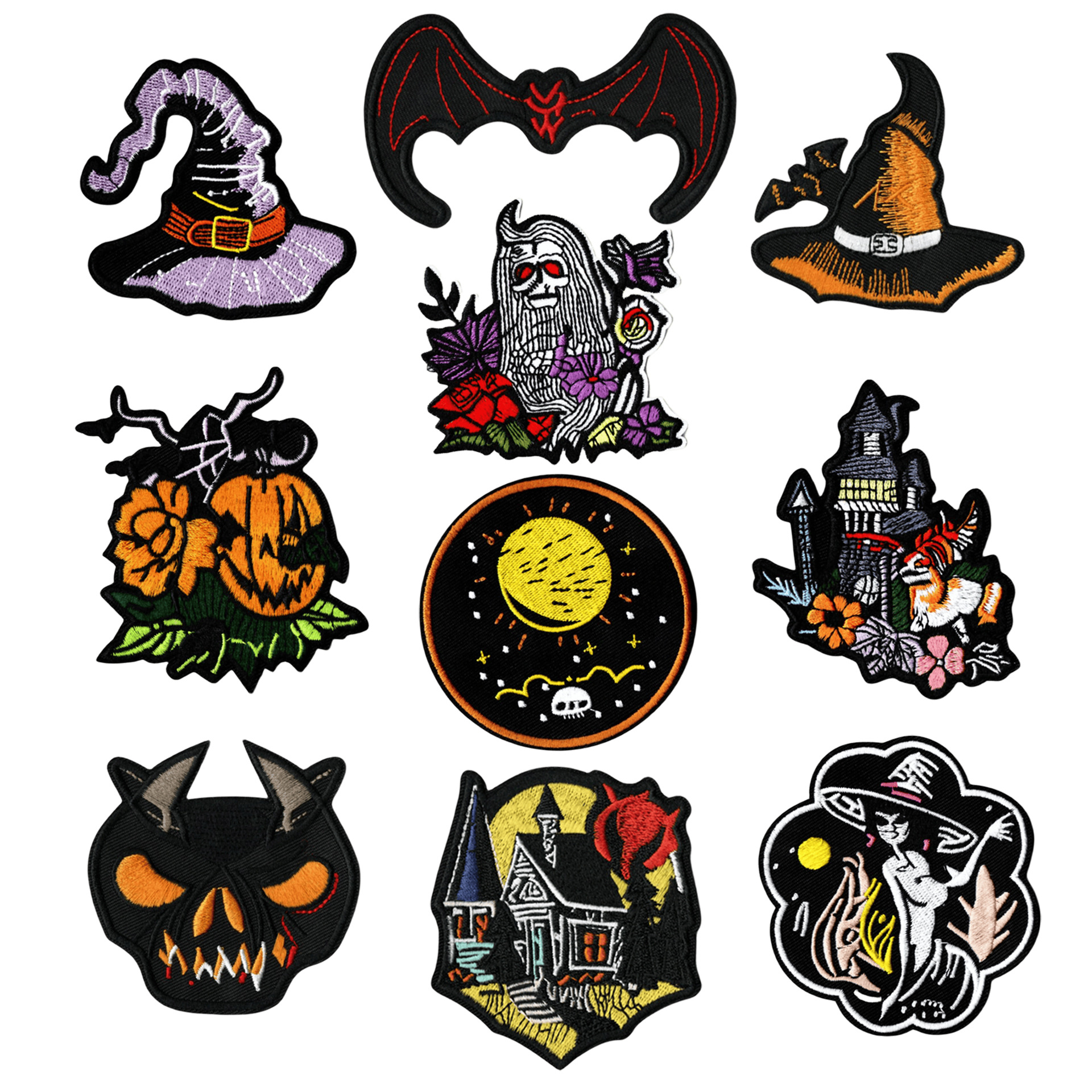 Halloween hot melt adhesive cloth sticker pumpkin bat embroidery accessories for luggage decoration batch